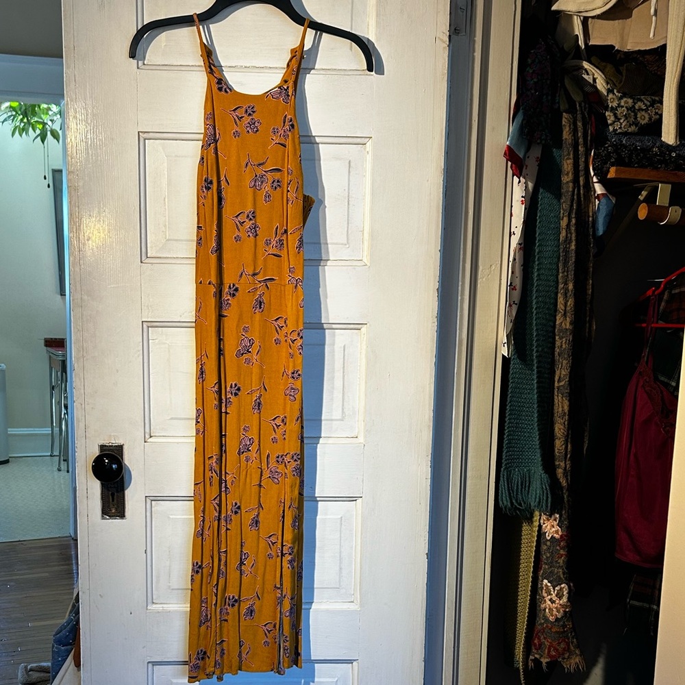 Floral Mustard Yellow Maxi Dress